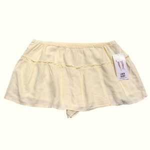 Vanilla Star Yellow Linen Blend Ruffle Skort Women's XL Extra Large Shorts Skirt